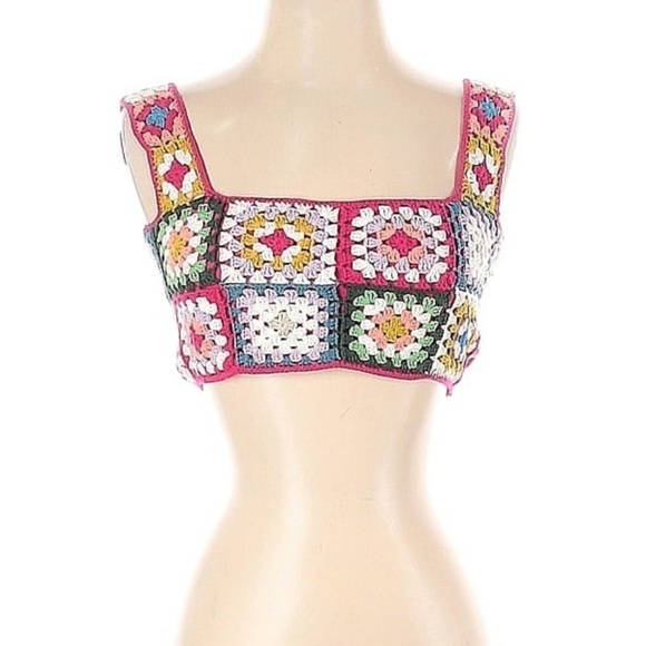 Farm RIO crochet granny square knit crop top - Picture 3 of 8